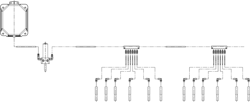 Schema costruttivo della pompa di lubrificazione per catene PMN