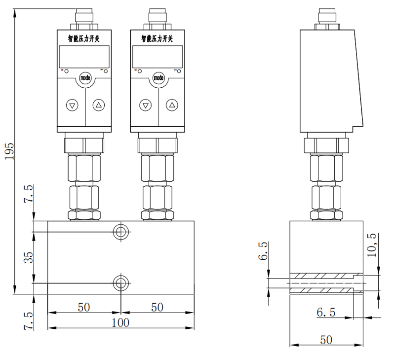 Disegno tecnico dei pressostati di fine linea EPW Disegno tecnico dei pressostati di fine linea EPW