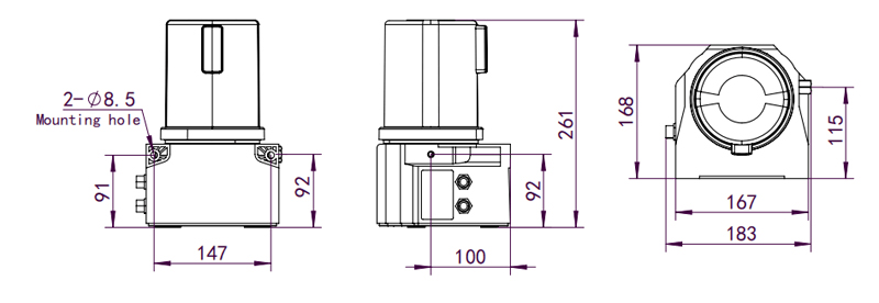 Disegno tecnico della pompa di lubrificazione monotubo GT-Max Disegno tecnico della pompa di lubrificazione monotubo GT-Max