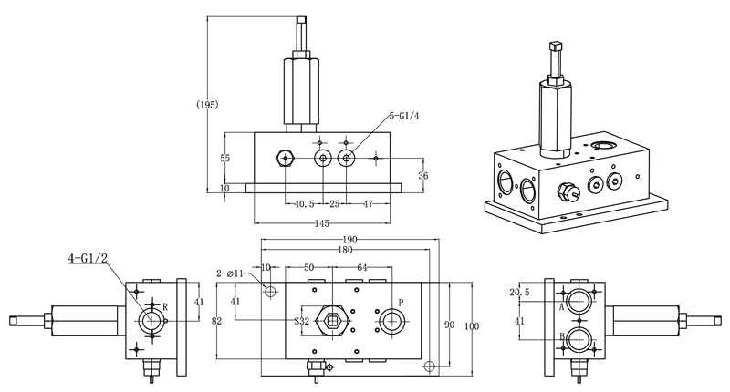 Disegno tecnico delle valvole idrauliche di commutazione DU-C Disegno tecnico delle valvole idrauliche di commutazione DU-C